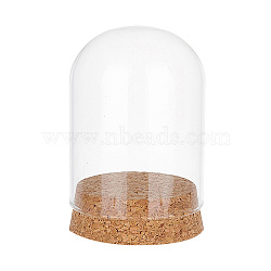 Glass Dome Cover, Decorative Display Case, Cloche Bell Jar Terrarium with Cork Base, Arch, Clear, 58x77.5~78.5mm(AJEW-WH0307-70)