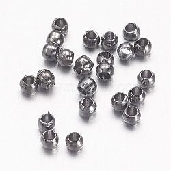 Brass Crimp Beads, Nickel Free, Rondelle, Gunmetal, 1.5mm(KK-E002-B-NF)
