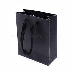 Paper Bags, Gift Bags, Shopping Bags, Wedding Bags, Rectangle with Handles, Black, 16x13x6cm(CARB-WH0011-06)