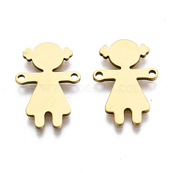 201 Stainless Steel Link Connectors, Laser Cut, Girl, Golden, 18x12x1mm, Hole: 1.2mm(STAS-S110-112G)
