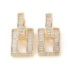 Clear Cubic Zirconia Rectangle Dangle Hoop Earrings, Brass Jewelry for Women, Golden, 28mm, Pin: 1.1mm(EJEW-E277-02G)