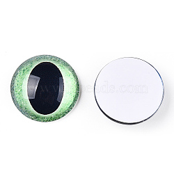 Glass Cabochons, Half Round with Dragon Eye, Pale Green, 20x6.5mm(GGLA-T004-07B)