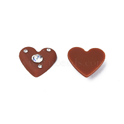 Acrylic Cabochons, with Crystal Rhinestone, Heart, Saddle Brown, 19.5x21x6.5mm(KY-N015-207A)