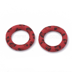 Cloth Fabric Covered Linking Rings, with Aluminum Bottom, Ring, Red, 27x4mm(X-WOVE-N009-06A)