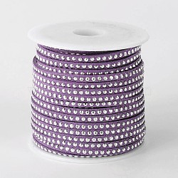 Rivet Faux Suede Cord, Faux Suede Lace, with Aluminum, Purple, 3x2mm, about 20yards/roll(LW-M001-06)