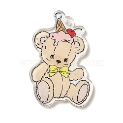 Cartoon Acrylic Pendants, bear, 44x28x2.5mm, Hole: 1.6mm(SACR-Z004-06B)