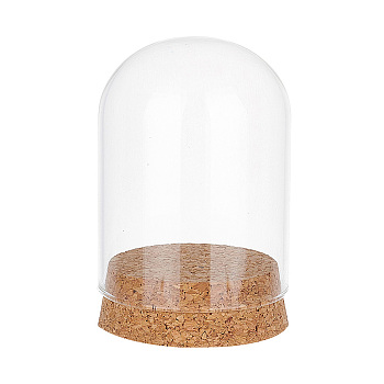 Glass Dome Cover, Decorative Display Case, Cloche Bell Jar Terrarium with Cork Base, Arch, Clear, 58x77.5~78.5mm