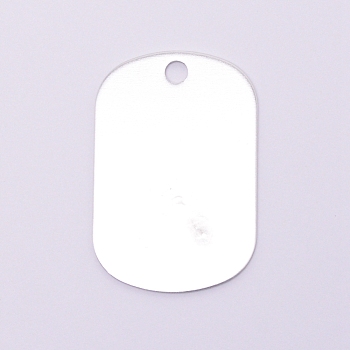 Aluminum Pendants, Stamping Blank Tag, Rectangle, Silver, 38x25.5x0.5mm, Hole: 3.5mm