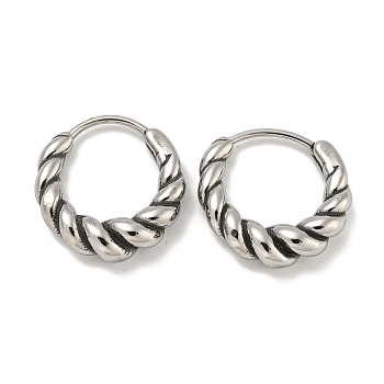 316 Surgical Stainless Steel Hoop Earrings, Ring, Antique Silver, 16x4.5mm