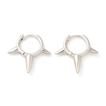 Rack Plating Brass Spike Hoop Earrings for Women, Lead Free & Cadmium Free, Long-Lasting Plated, Platinum, 24x24x5mm