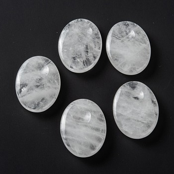 Natural Quartz Crystal Massage, Thumb Worry Stone for Anxiety Therapy, Oval, 40.5~41x30.5~31x8~9mm