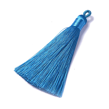 Polyester Tassel Pendants, Steel Blue, 78~82x8mm, Hole: 2~4mm