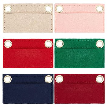 6Pcs 6 Colors Wool Felt Purse Organizer Insert, Handbag Shaper Premium Felt, Bag Accessories, with Iron Grommets, Rectangle, Mixed Color, 9.25x5.4x0.35cm, Hole: 9.5mm, 1pc/color