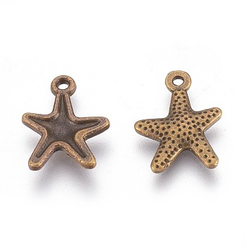 Tibetan Style Alloy Starfish/Sea Stars Charms, Lead Free and Cadmium Free, Antique Bronze, 16x12mm, Hole: 1mm