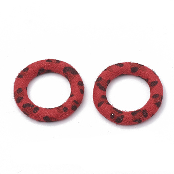 Cloth Fabric Covered Linking Rings, with Aluminum Bottom, Ring, Red, 27x4mm