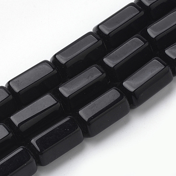Natural Black Stone Beads Strands, Hexagon, 18~19x11x10mm, Hole: 2mm, about 21pcs/strand, 15.35 inch