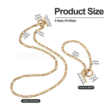 8Pcs 8 Style 304 Stainless Steel Figaro Chains Necklaces and Bracelets(SJEW-YS0001-02)-3
