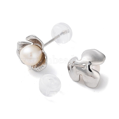 Natural Pearl Stud Earrings for Women(EJEW-C083-07E-P)-2