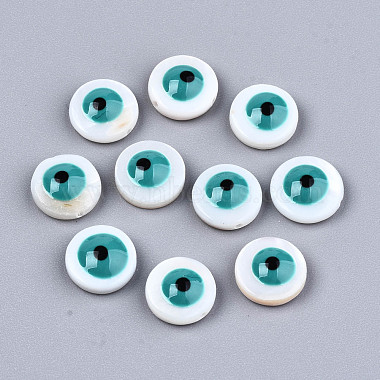 Light Sea Green Evil Eye Freshwater Shell Beads