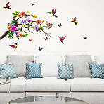 Translucent PVC Self Adhesive Wall Stickers, Waterproof Building Decals for Home Living Room Bedroom Wall Decoration, Hummingbird, 600x380mm, 2 sheets/set(STIC-WH0015-264)