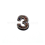 Number Colorful Rhinestone Patches, Sew on Appliques, Costume Accessories, for Clothes, Bag Pants, Shoes, Cellphone Case, Num.3, 49x32x6mm(DIY-WH0308-25C)