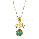 304 Stainless Steel Necklaces,  Natural & Synthetic Gemstone and Alloy Charms, 17.83 inch(45.3cm)(NJEW-MZ00026-02)