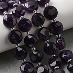 Natural Amethyst Beads Strands, Faceted Hexagonal Cut Coin Beads, with Seed Beads, 10~10.5x6~6.5mm, Hole: 1.2mm, about 15pcs/strand, 7.28''(18.5cm)~7.68''(19.5cm)
(G-D105-A02)