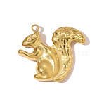 304 Stainless Steel Pendants, Hand Polished Squirrel Charms, Ion Plating(IP), Real 18K Gold Plated, 21x18mm(STAS-OY007-97G)