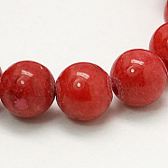 Natural Mashan Jade Round Beads Strands, Dyed, FireBrick, 4mm, Hole: 1mm, about 98pcs/strand, 15.7 inch(X-G-D263-4mm-XS04)