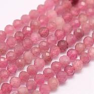 Natural Tourmaline Beads Strands, Grade A, Faceted, Round, 3mm, Hole: 0.5mm, about 132pcs/strand, 15.7 inch(40cm)(G-F509-09-3mm)