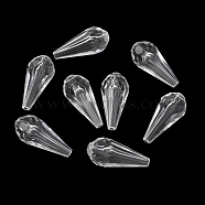Transparent Acrylic Beads, Faceted, Teardrop, Clear, 21x11mm, Hole: 2mm, about 395pcs/500g(TACR-351-01)