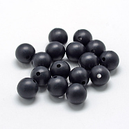 Food Grade Eco-Friendly Silicone Focal Beads, Round, Black, 18~20mm, Hole: 2mm(SIL-R008D-10)