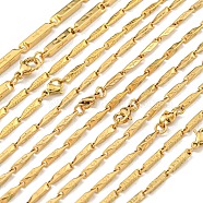 Ion Plating(IP) Golden 201 Stainless Steel Twist Bar Chain Necklaces, Golden, Mixed Shapes, 21.65~22.09 inch(55~56.1cm)(NJEW-K270-09)