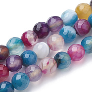Natural Striped Agate/Banded Agate Beads Strands, Dyed, Faceted, Round, Mixed Color, 6mm, Hole: 1mm, about 62pcs/strand, 15.3 inch(G-S281-51L-6mm)