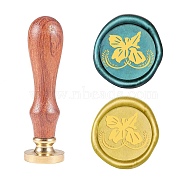 Wax Seal Stamp Set, Sealing Wax Stamp Solid Brass Head,  Wood Handle Retro Brass Stamp Kit Removable, for Envelopes Invitations, Gift Card, Flower, 80x22mm(AJEW-WH0131-681)