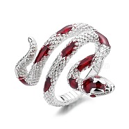 Cool Snake Shape Alloy Resin Open Cuff Ring, High-end Minimalist Style for Women, Red, show in picture(NN8506-1)