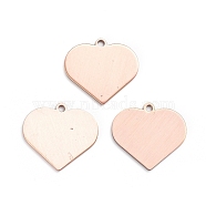Brass Pendants, Stamping Blank Tag, Long-Lasting Plated, Heart, Brushed Red Copper, 18x20x1mm, Hole: 1.6mm(KK-E784-03R)