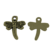 Tibetan Style Dragonfly Alloy Pendants, Cadmium Free & Nickel Free & Lead Free, Antique Bronze, 18x15x2mm, Hole: 2mm, about 1408pcs/1000g(TIBEP-A718-AB-NR)