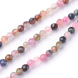 Natural Tourmaline Beads Strands, Faceted, Round, Colorful, 3mm, Hole: 0.5mm, about 115~130pcs/strand, 14.5~16.1 inch(37~41cm)(G-F619-20B-3mm)