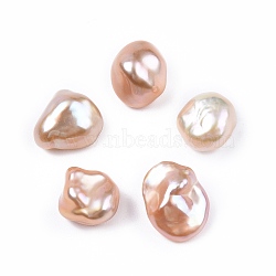 Natural Baroque Keshi Pearl Beads, Freshwater Pearl Beads, No Hole, Nuggets, Bisque, 9~11x8~9x5~8mm(PEAR-N020-P13)