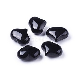 Natural Black Onyx Heart Love Stone, Pocket Palm Stone for Reiki Balancing, 20x25x11~13mm(X-G-F659-A21)
