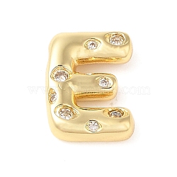 Brass Micro Pave Clear Cubic Zirconia Pendant, Letter A~Z, Letter E, 21x15.5x6mm, Hole: 4mm(KK-Z046-01G-E)