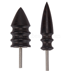 2Pcs 2 Style Bullet Shape Sandalwood Polish Heads, with Stainless Steel Axis, Leathercraft Burnishing Tool, Stainless Steel Color, 6~6.8x1.3~2cm, 1pc/style(TOOL-GF0003-37)