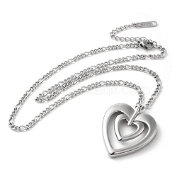 304 Stainless Steel Necklaces for Women, Heart, Stainless Steel Color, 16.30 inch(41.4cm)(NJEW-D067-01P)