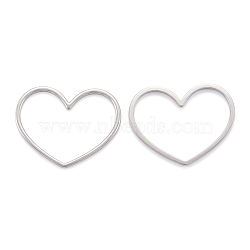 304 Stainless Steel Linking Rings, Heart, Stainless Steel Color, 35.5x44x2mm(STAS-M291-07B-P)