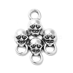 Tibetan Style Alloy Pendants for Halloween, Skull, 23.5x17x3mm, Hole: 3mm(PALLOY-O002-08AS)