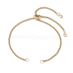 304 Stainless Steel Rolo Chain Bracelet Slider Making, Golden, 10-1/4 inch(26cm)(AJEW-JB01243-01)