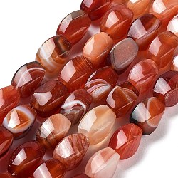 Natural Banded Agate Beads Strands, Dyed & Heated, Twist, Chocolate, 12x8x8mm, Hole: 1.2mm, about 33pcs/strand, 16.34''(41.5cm)(G-G172-01L)