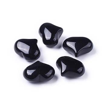 Natural Black Onyx Heart Love Stone, Pocket Palm Stone for Reiki Balancing, 20x25x11~13mm