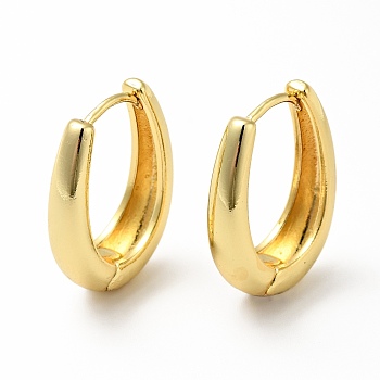 Brass Hinged Hoop Earrings for Women, Lead Free & Cadmium Free, Golden, 23.5x18.5x6mm, Pin: 1mm